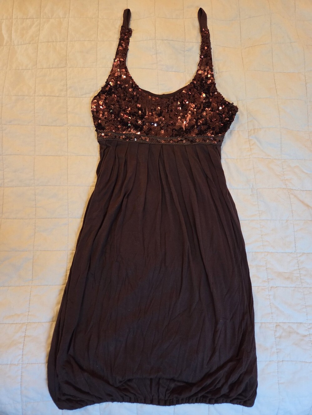 Y2k Brown Sequin Mini Dress